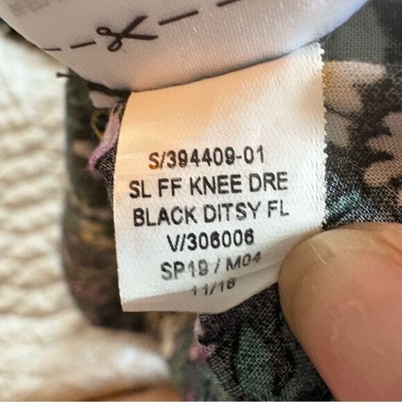 Floral Purple, Black and Green Fit and Flare Lightweight Sun Dress - Picture 4 of 6